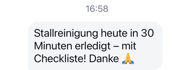 Nachricht: Stallreinigung in 30 Minuten erledigt