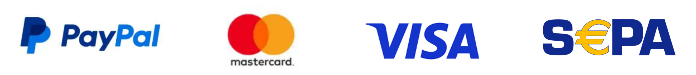 PayPal, Mastercard, Visa und SEPA-Lastschrift